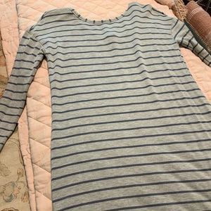 Loft gray and blue long sleeve dress size S